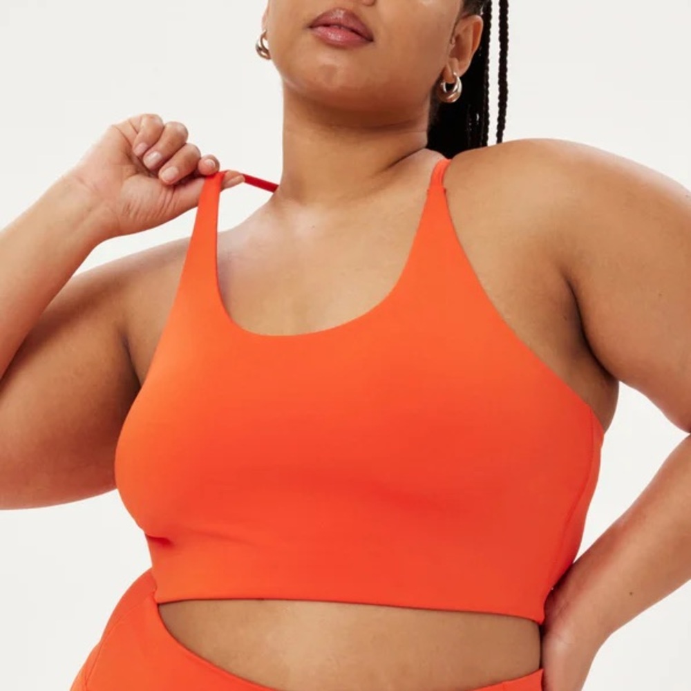 girlfriend collective Orange Scoop Neck Sports Bra